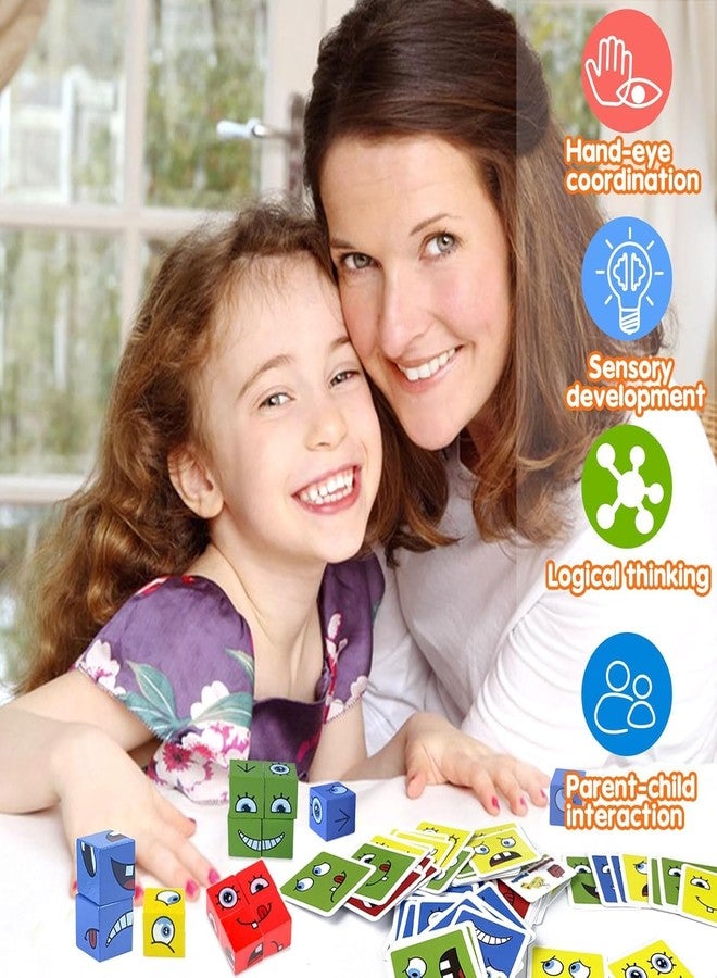 Rexez Wooden Cube Puzzle, Expression Toy, Interactive Puzzle Games, Wooden Cubez Game, Puzzle Building Cubez, Family Game - Image 4